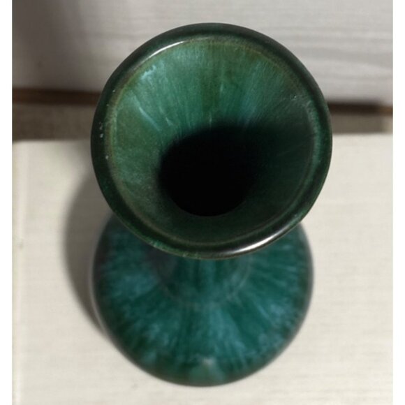 Blue Mountain Pottery Tall Bud Vase 11" Green Drip Glaze Ceramic Canada MCM - Picture 3 of 7